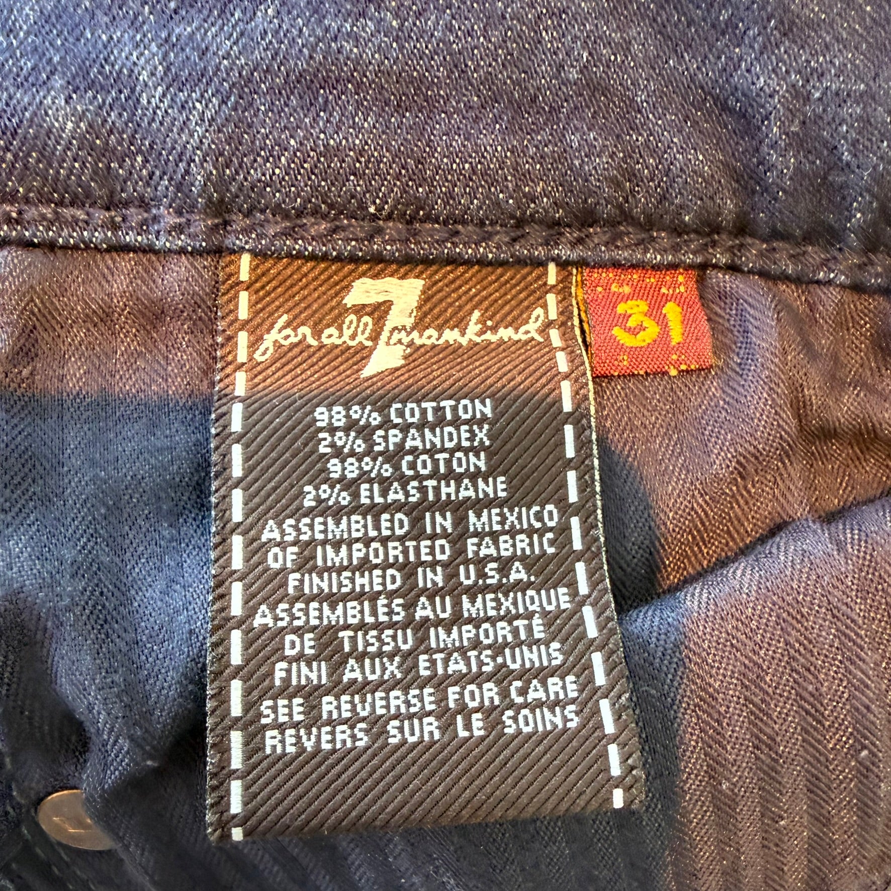 7 For All Mankind Gwenevere Skinny Jeans Size 31