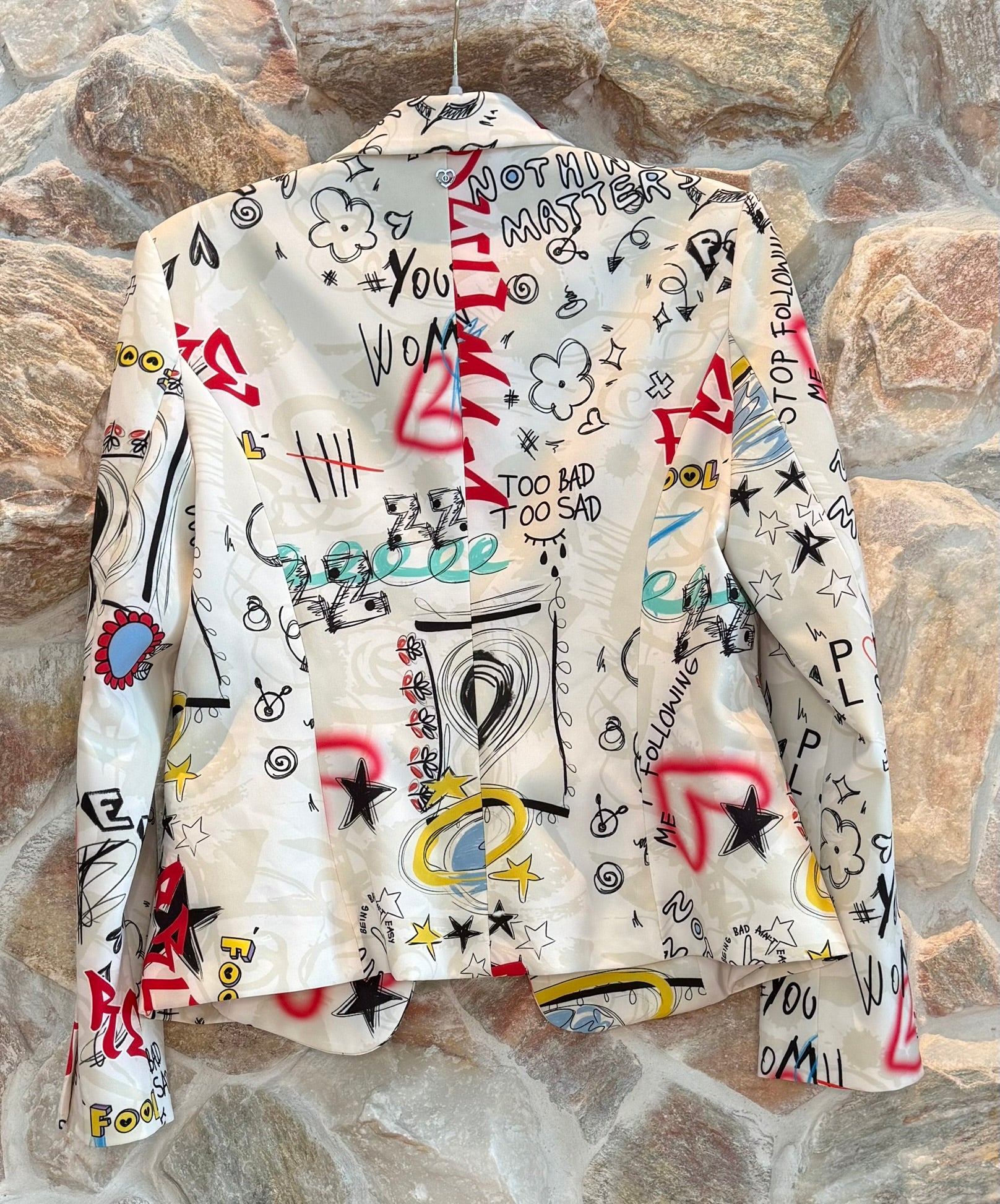 Please Graphic Print Statement Blazer Size Medium