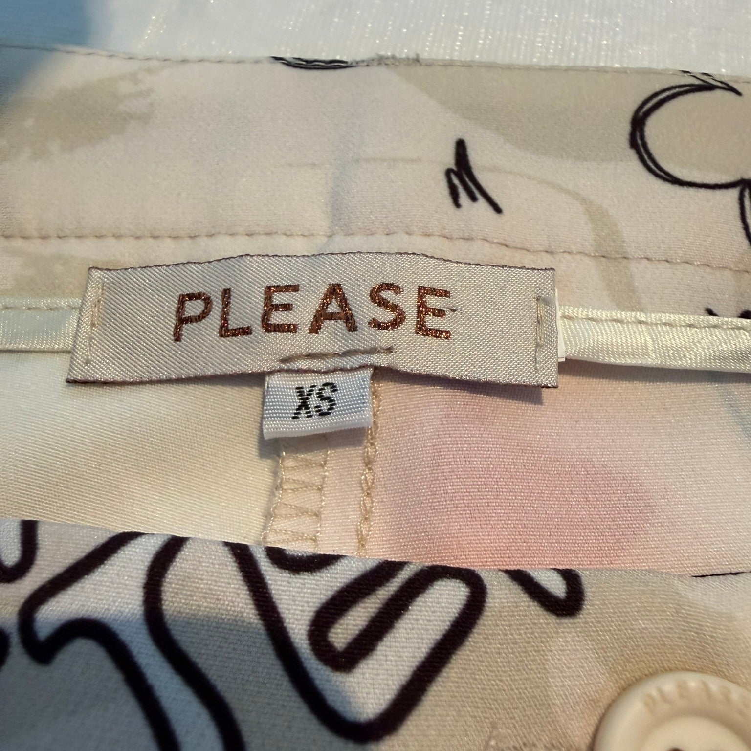 Please Graphic Print Pants Size XS