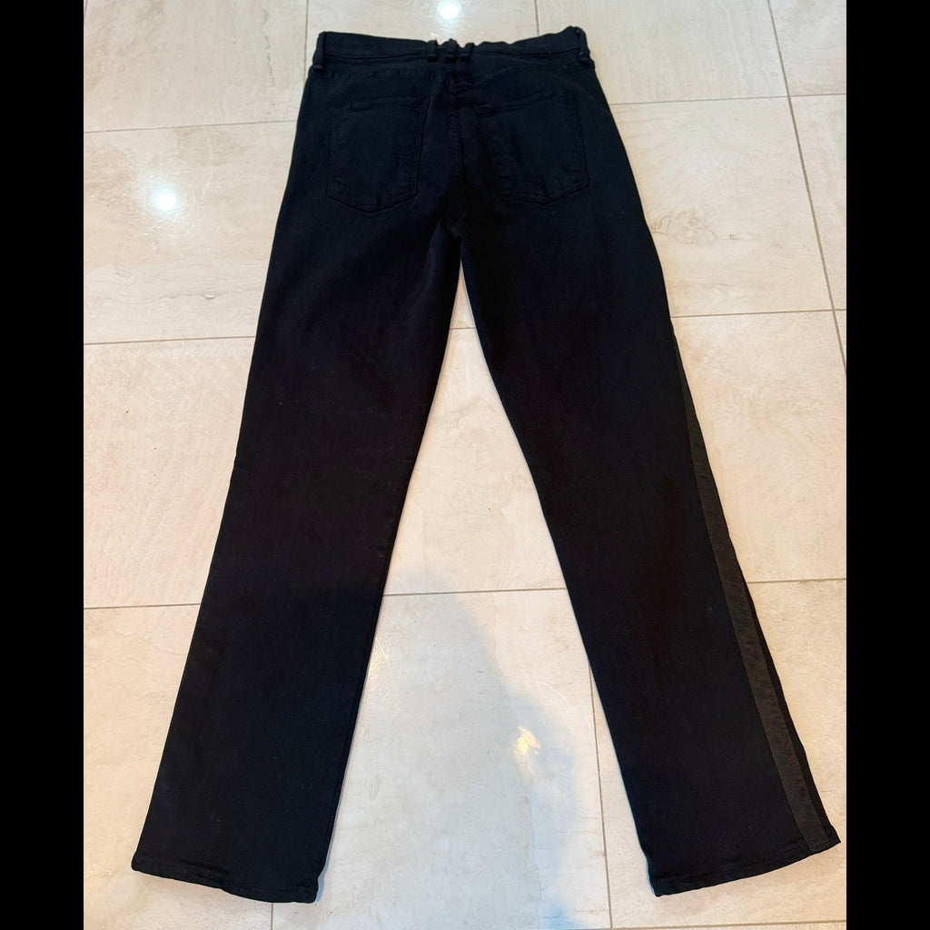 McGuire Denim Satin Tuxedo Stripe Jeans Women's 29 Modern Chic Skinny Black Trim