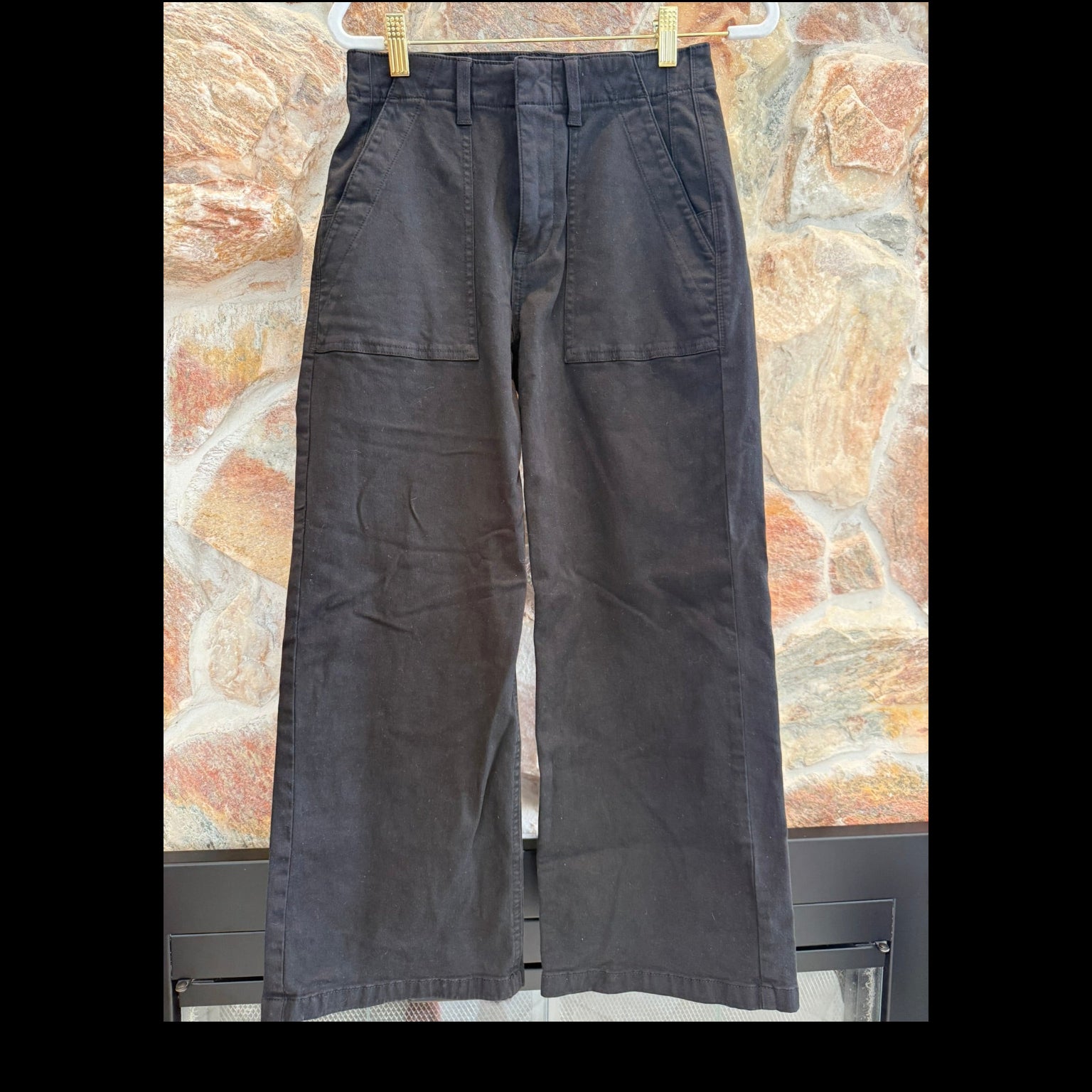 Pistola Cargo Utility Pants Womens Black Straight Leg High Rise Boho Earthy Size 25