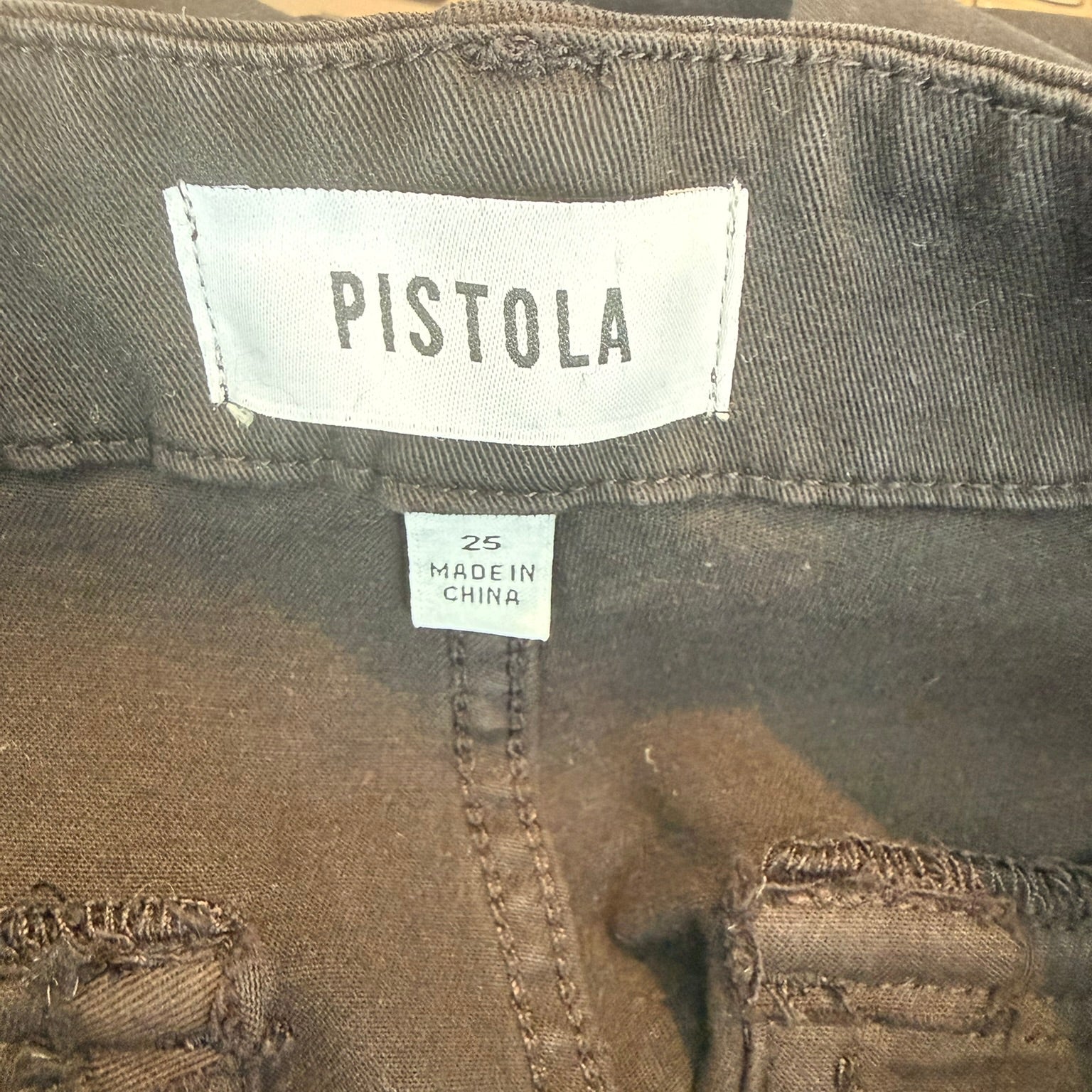 Pistola Cargo Utility Pants Womens Black Straight Leg High Rise Boho Earthy Size 25