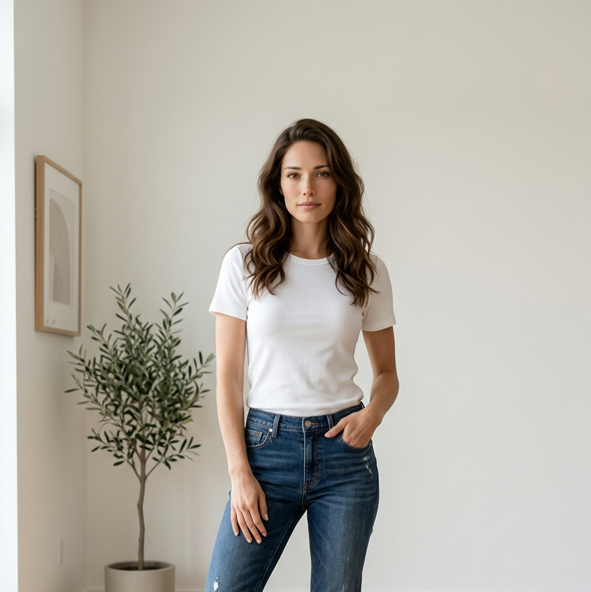 Joe's Jeans White Cotton Crew Neck T-Shirt Size Large