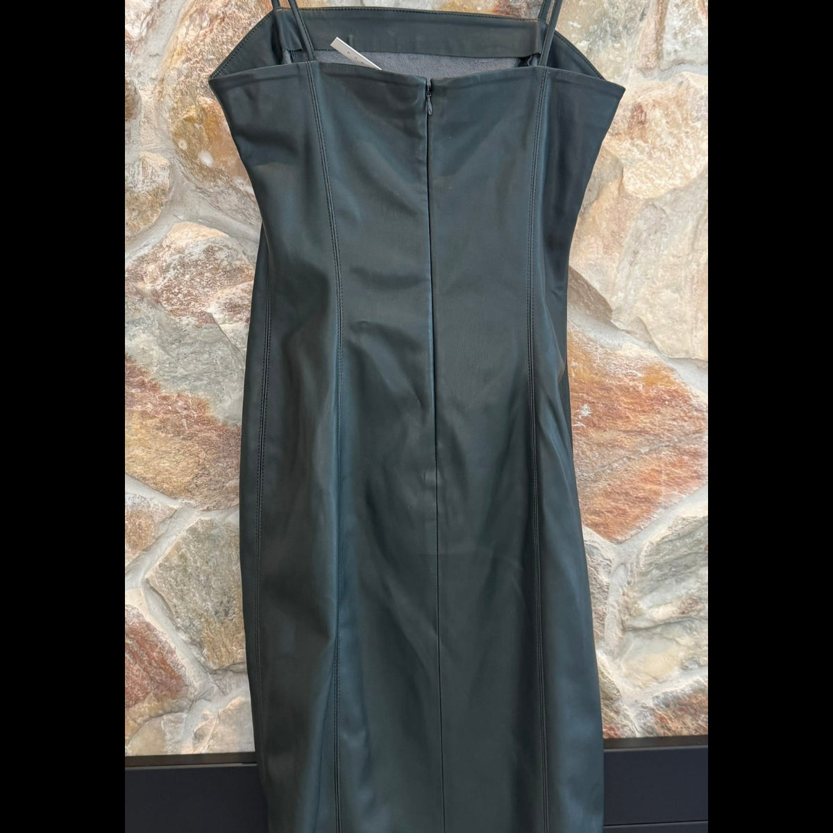 SUSANA MONACO Faux Leather Sheath Dress Black/Green (Caviar) Size Medium