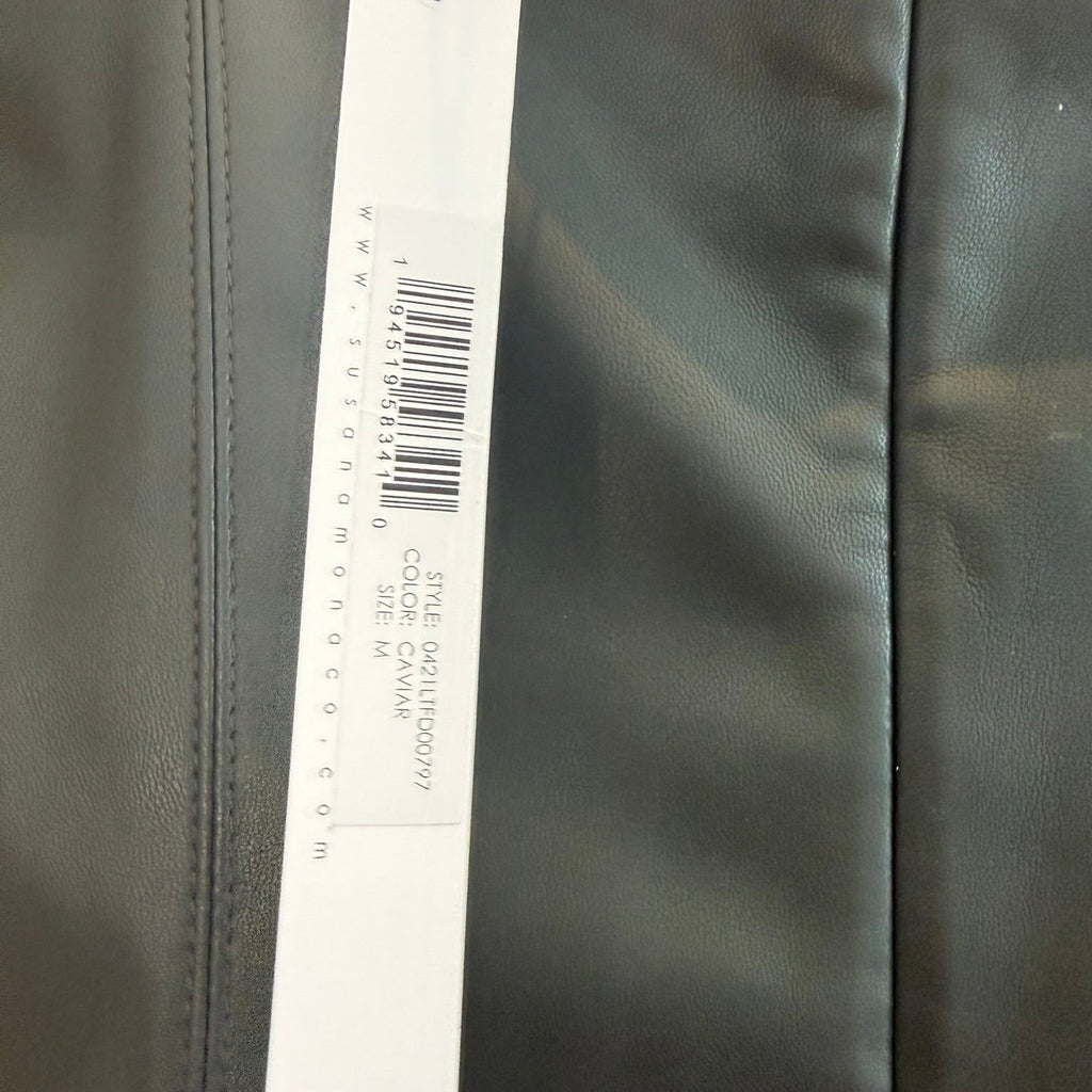 SUSANA MONACO Faux Leather Sheath Dress Black/Green (Caviar) Size Medium