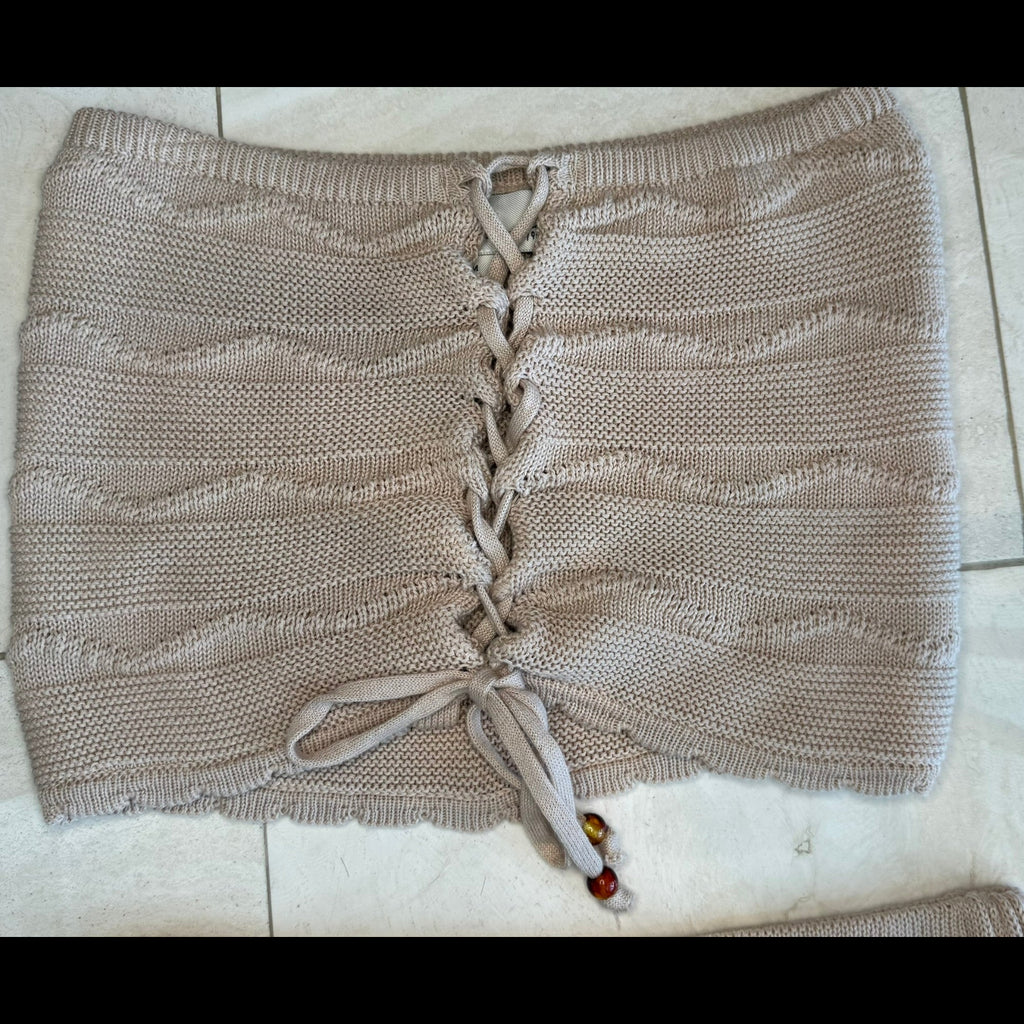 Vintage Havana Honey Beige Tube Top + Skirt 2-Piece Set Size Medium