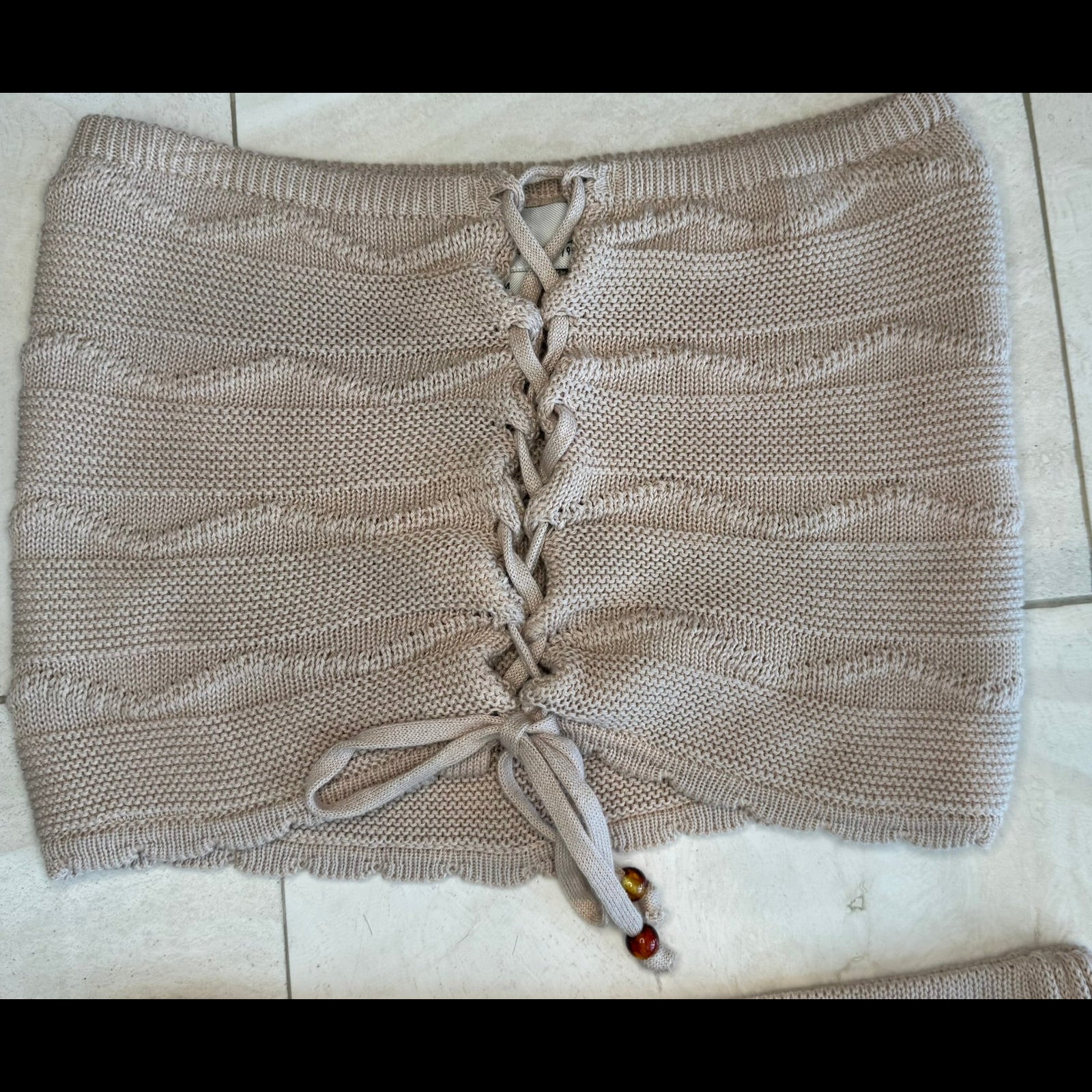 Vintage Havana Honey Beige Tube Top + Skirt 2-Piece Set Size Medium