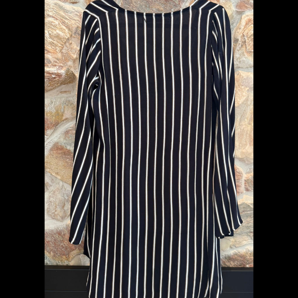 Faithfull The Brand Neroli Striped Mini Tunic Dress Navy White Size Small