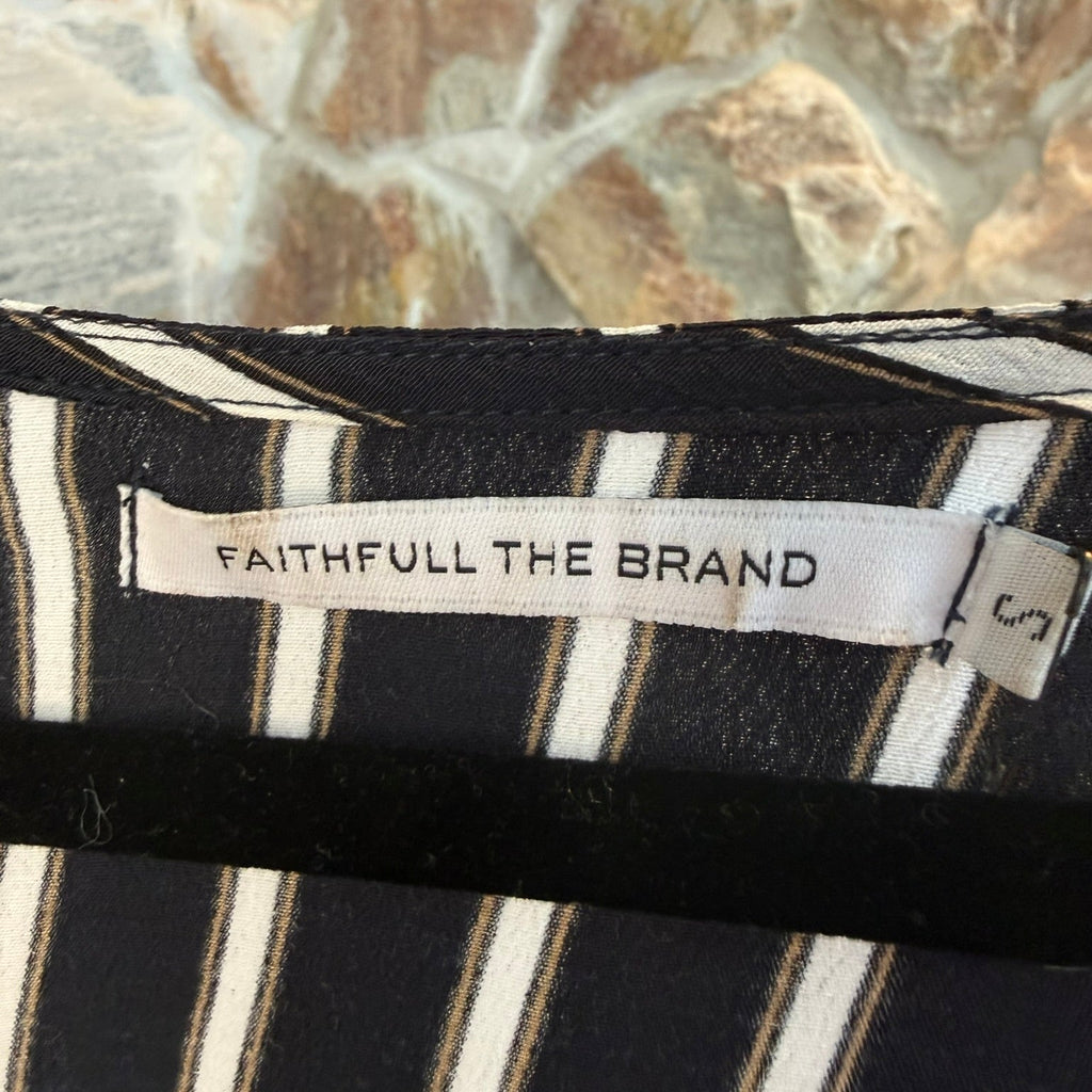 Faithfull The Brand Neroli Striped Mini Tunic Dress Navy White Size Small
