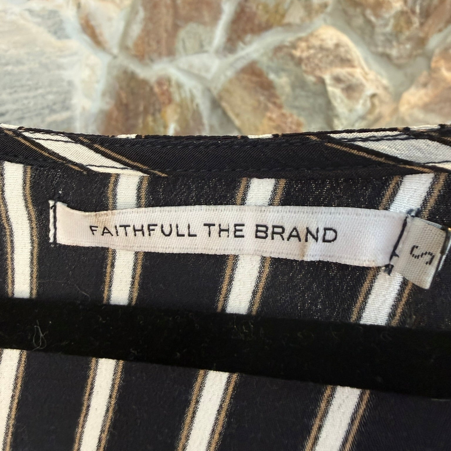 Faithfull The Brand Neroli Striped Mini Tunic Dress Navy White Size Small
