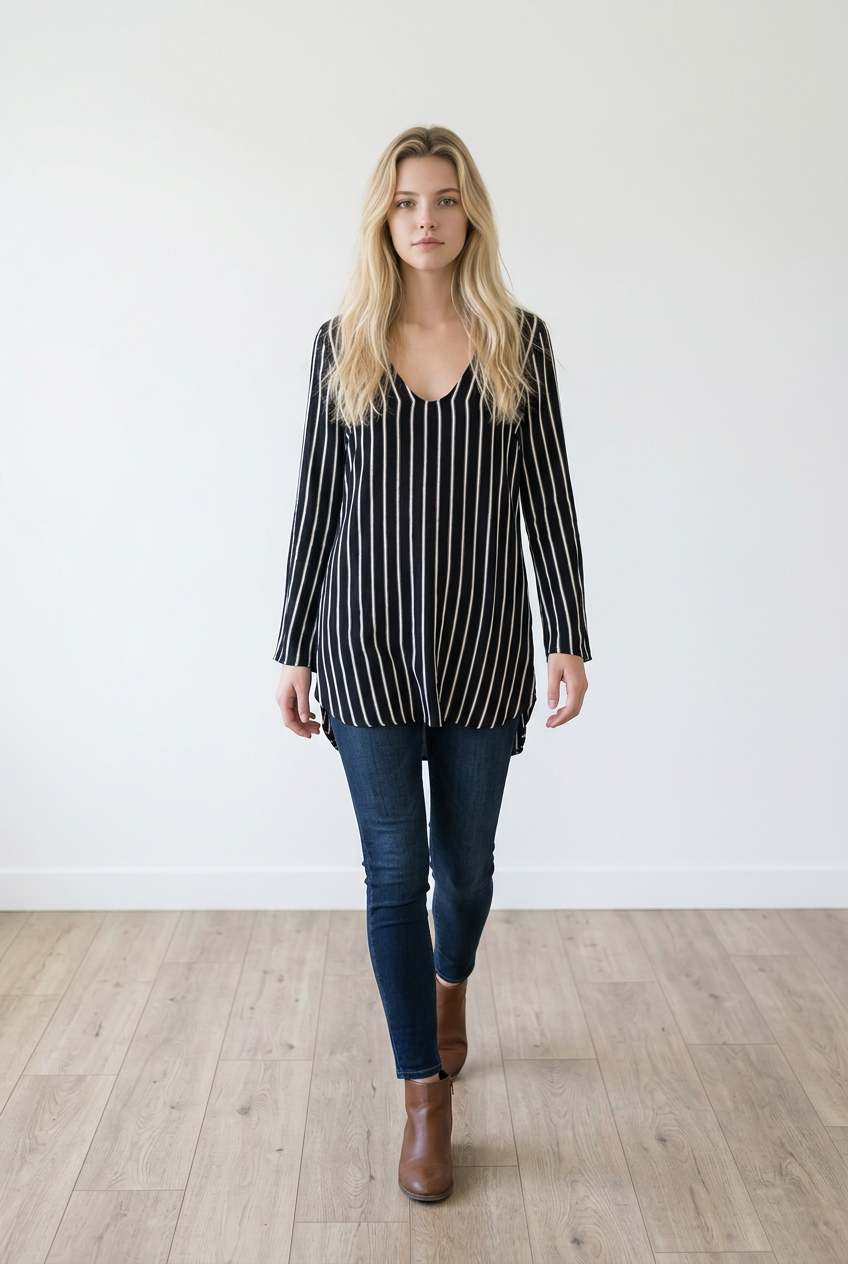 Faithfull The Brand Neroli Striped Mini Tunic Dress Navy White Size Small