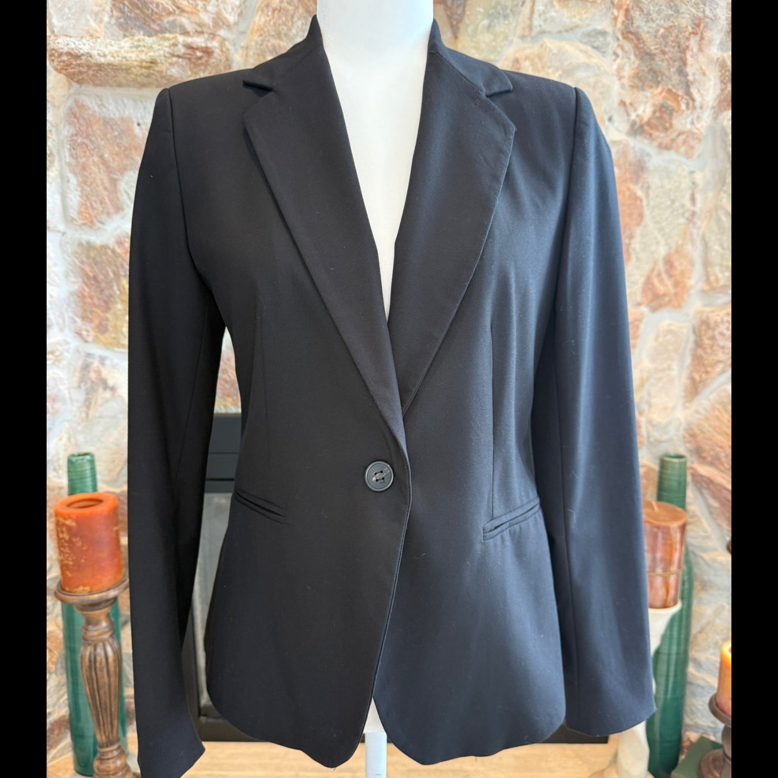 htrailz Black Blazer with Gold Chain Scarf Size Medium