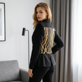 htrailz Black Blazer with Gold Chain Scarf Size Medium
