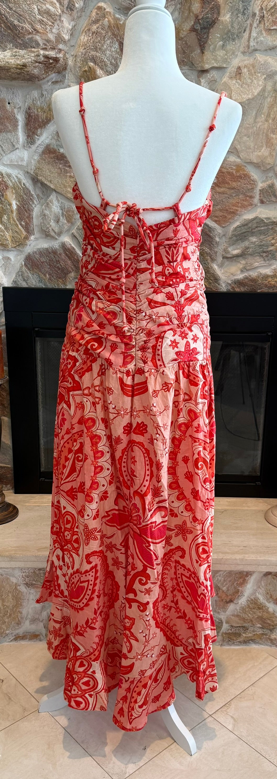 FARM Rio Jaipur Crossover Linen Blend Midi Sundress Size Small