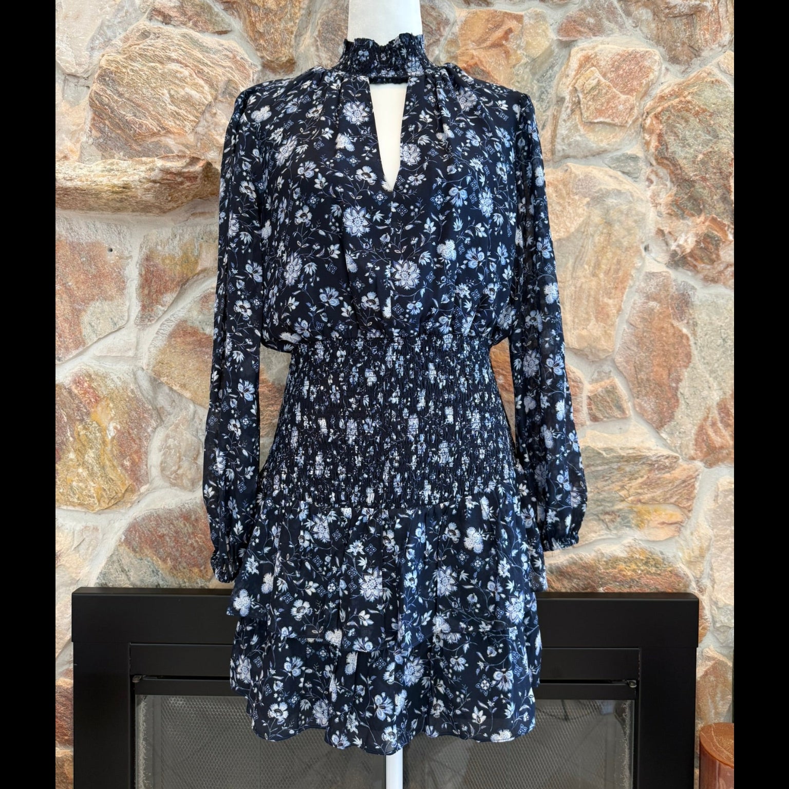 Intermix Floral Silk Smocked Waist Dress Size 8