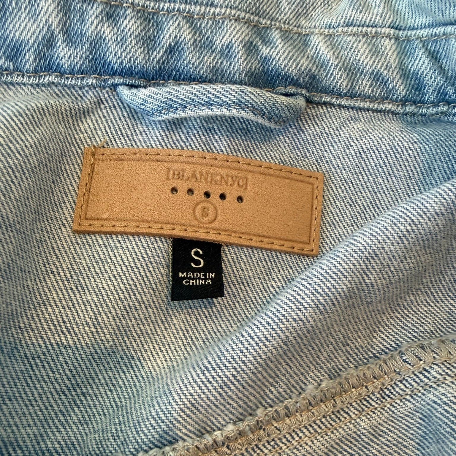 Blank NYC Distressed Peplum Denim Jacket Size Small