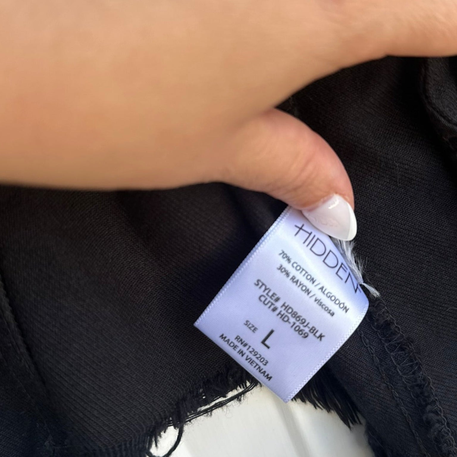 Hidden Denim Raw Hem Black Jacket Size Large
