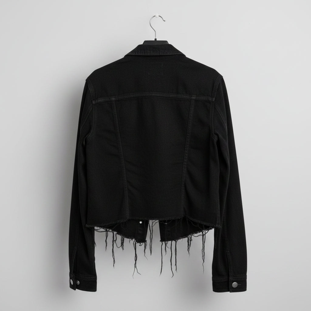Hidden Denim Raw Hem Black Jacket Size Large