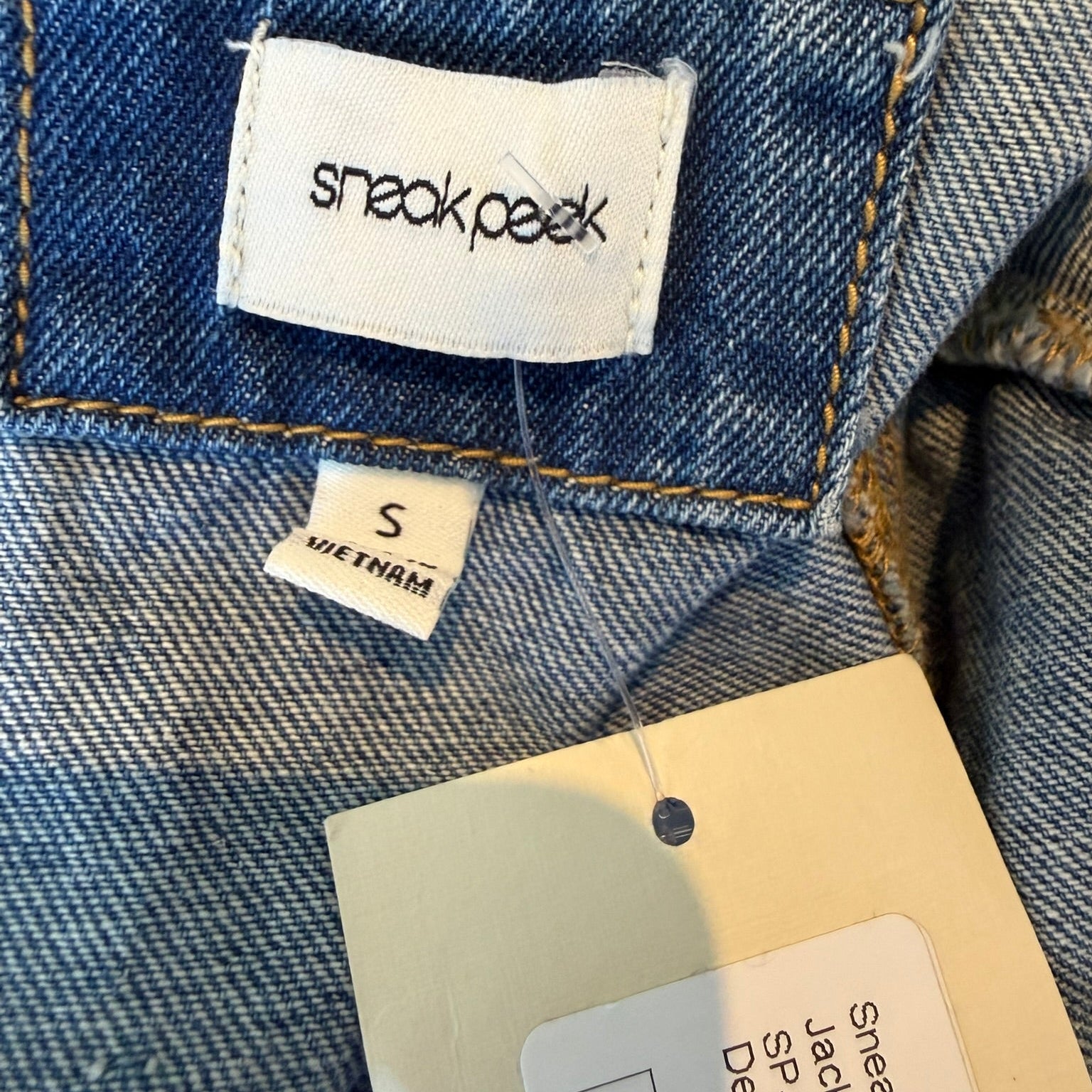 Sneak Peek Distressed Denim Jacket Size Small