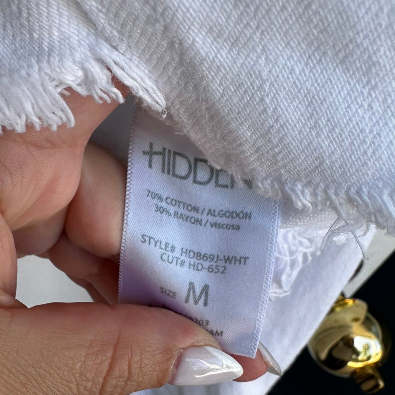 Hidden White Denim Raw Hem Jacket Size Medium