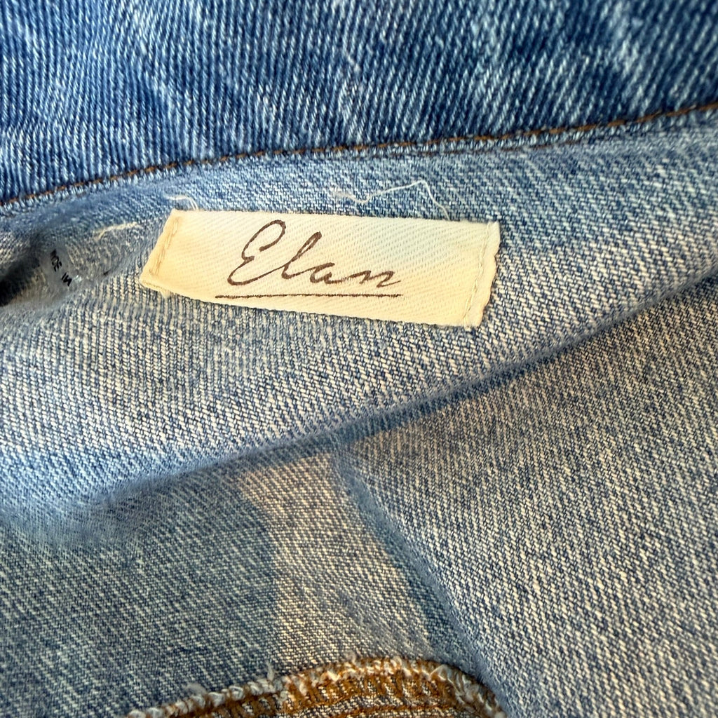 Elan TW Bear Women's Distressed Denim Jean Jacket Floral Patches Size Large