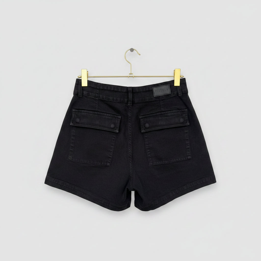 Pistola Black Denim Patch Pocket Shorts Size 26