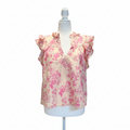 Olivaceous Pink Floral Ruffled Blouse
