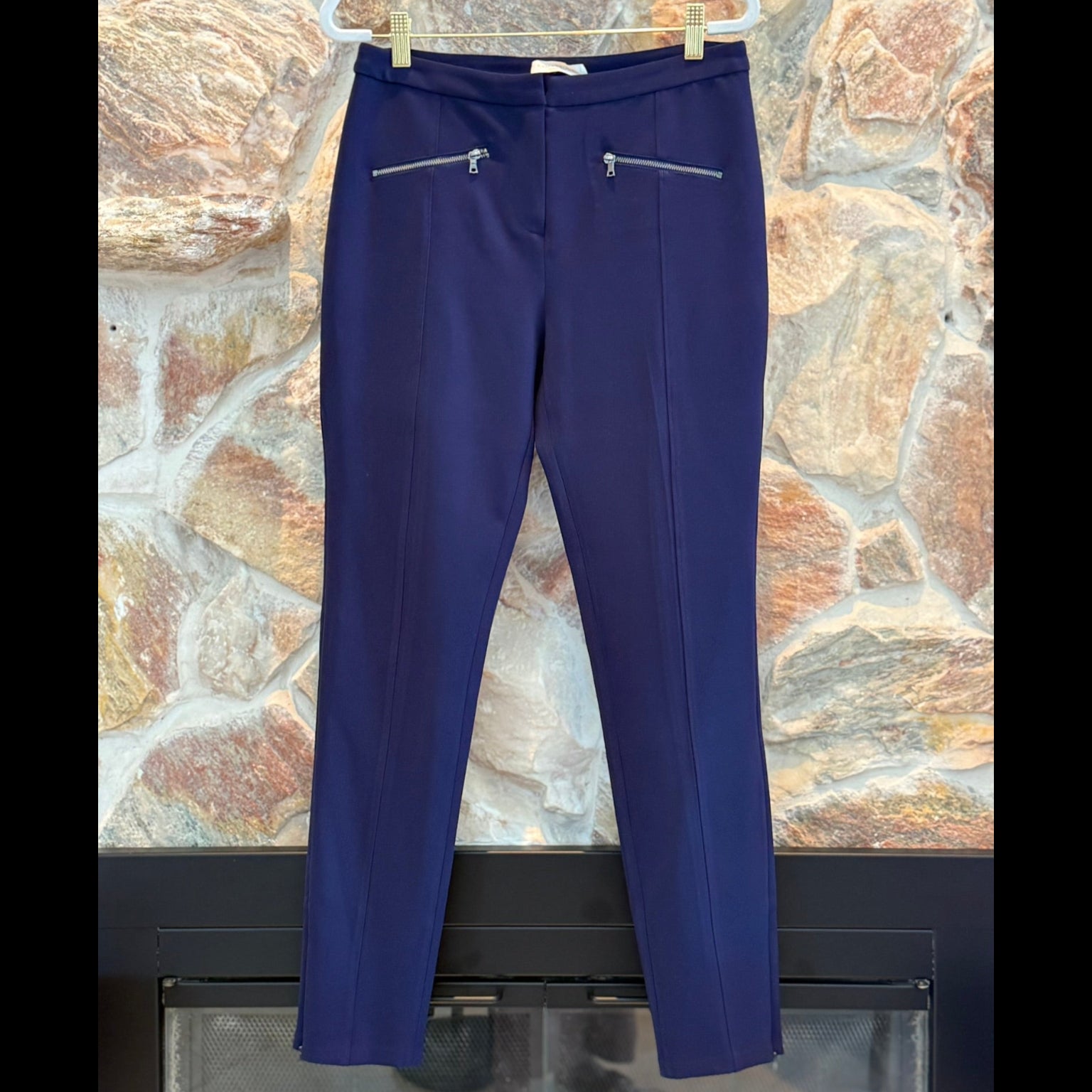 Ramy Brook Navy Zip-Pocket Slim Trouser Size 6