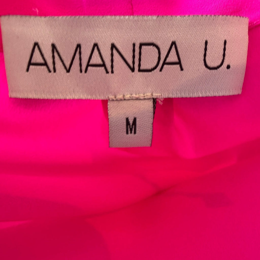 Amanda U. Hot Pink Square Neck Off Shoulder Blouse Size Medium
