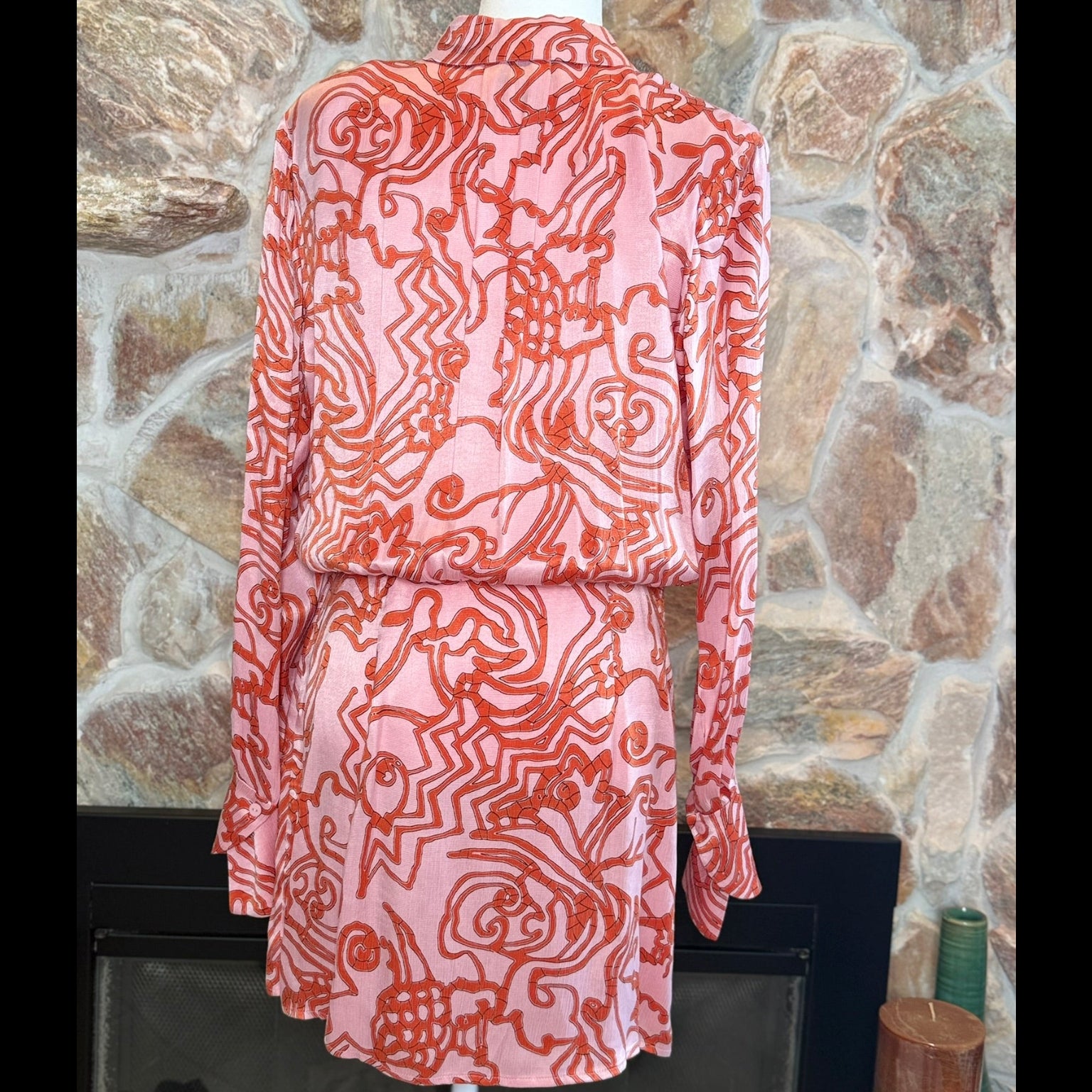 Alexis Printed Cupro Viscose Shirt Dress Size Large (runs small)