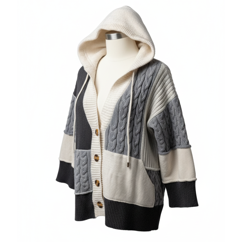 Mello Los Angeles Colorblock Hooded Cardigan Size Medium