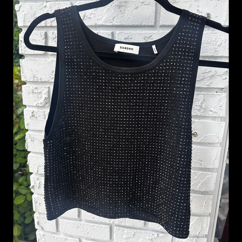 Sandro Paris Studded Black Tank Size Small