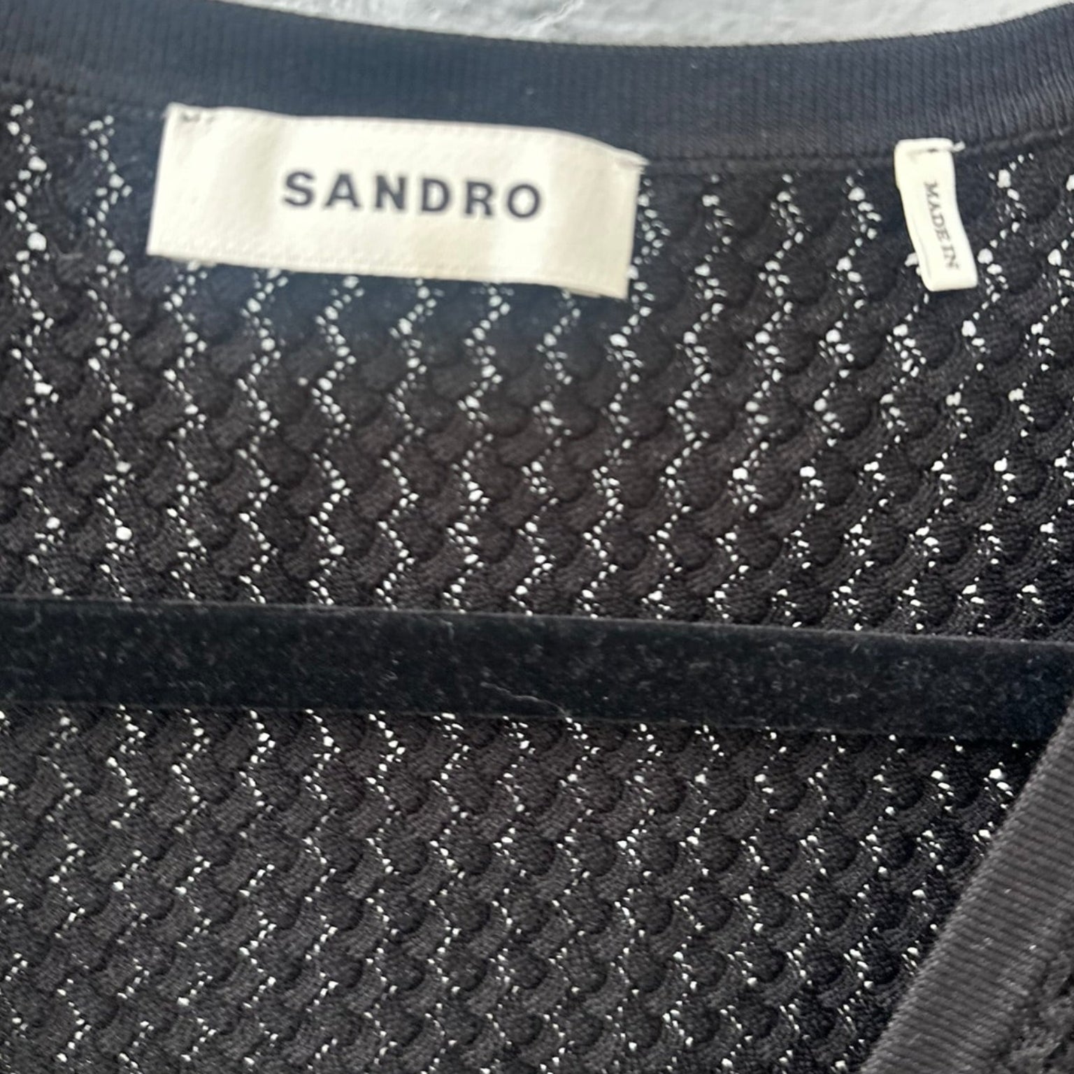 Sandro Black Pointelle Knit Vest Size Small