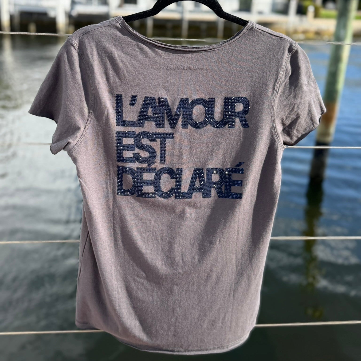 Zadig & Voltaire Rhinestone Graphic T-Shirt Size Large