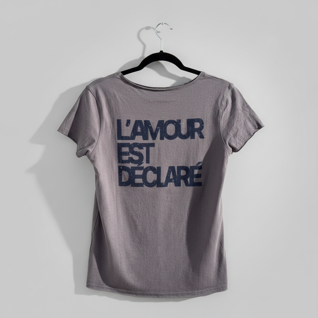 Zadig & Voltaire Rhinestone Graphic T-Shirt Size Large