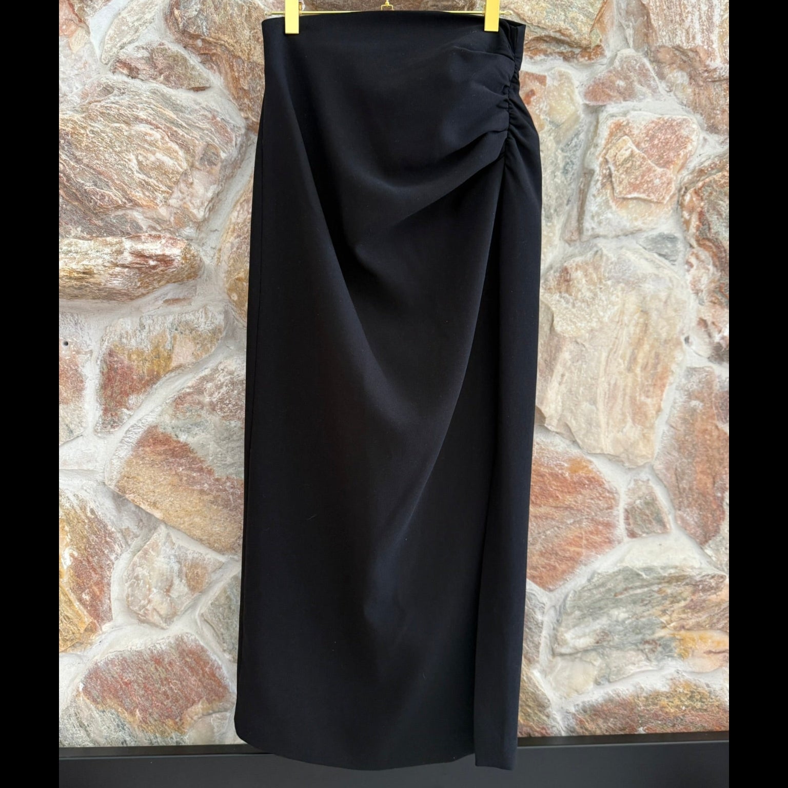 Zara Draped Midi Skirt Size XS- Black & Ecru