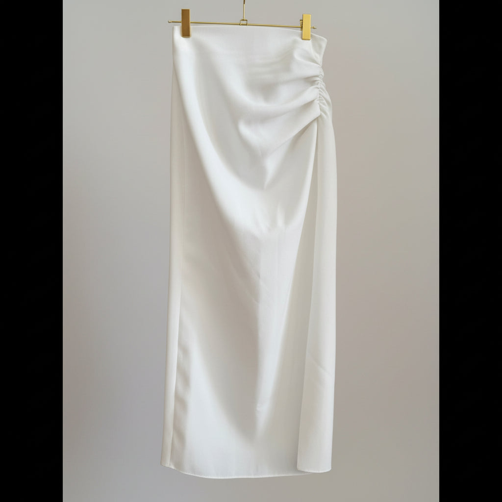 Zara Draped Midi Skirt Size XS- Black & Ecru