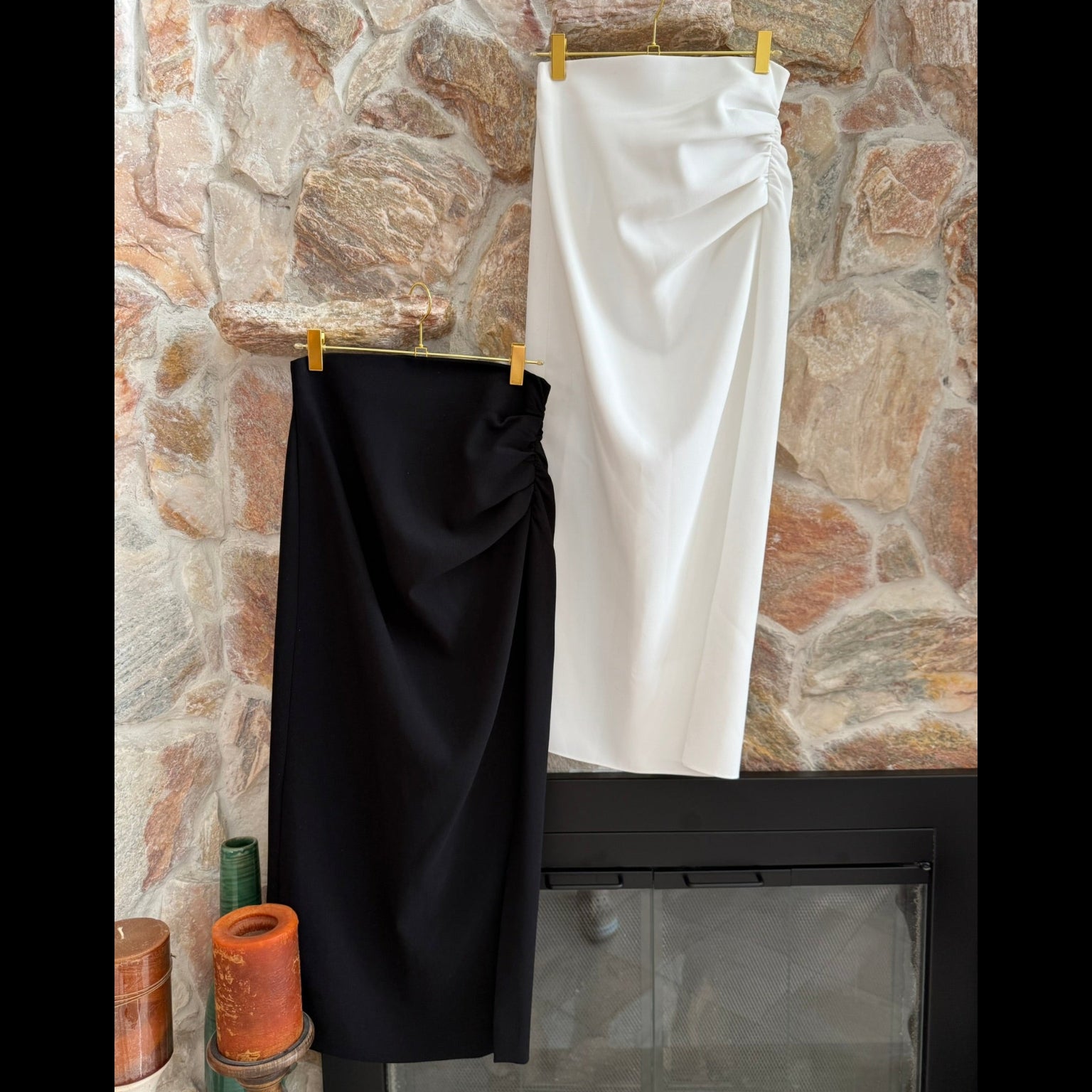 Zara Draped Midi Skirt Size XS- Black & Ecru