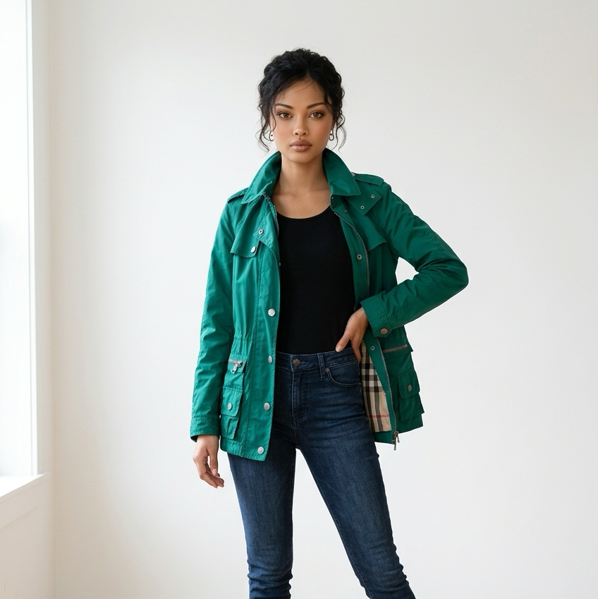 Burberry Brit Utility Field Jacket Green Size 10