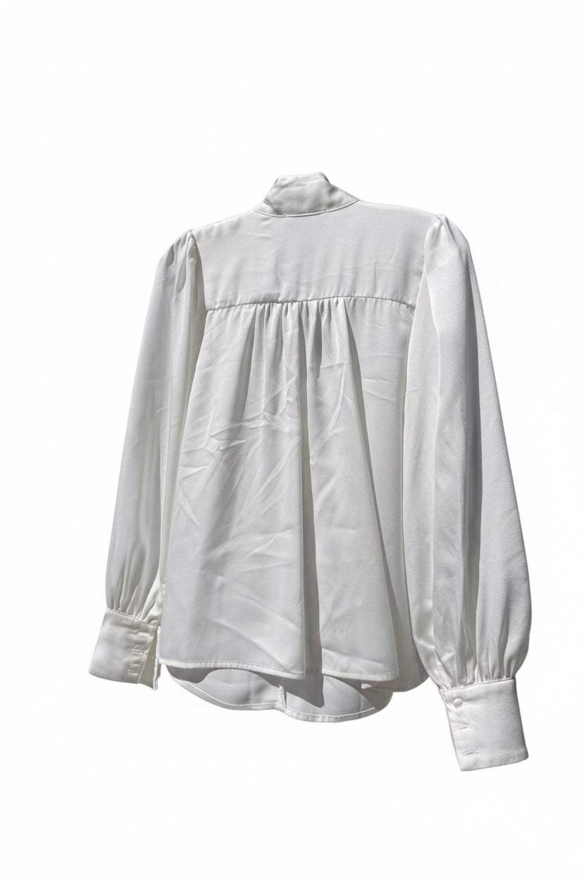 Greylin White Satin Bow Blouse Size Smal