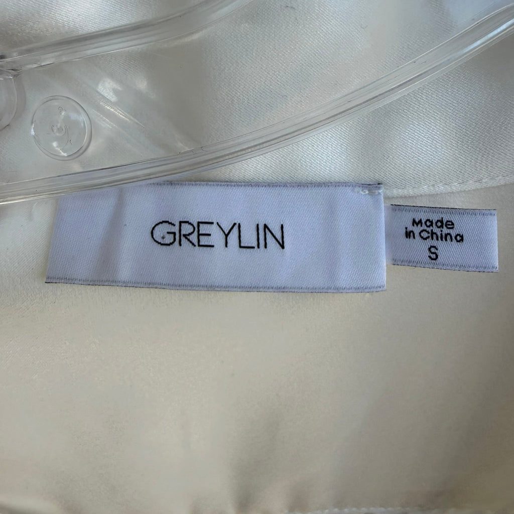 Greylin White Satin Bow Blouse Size Smal