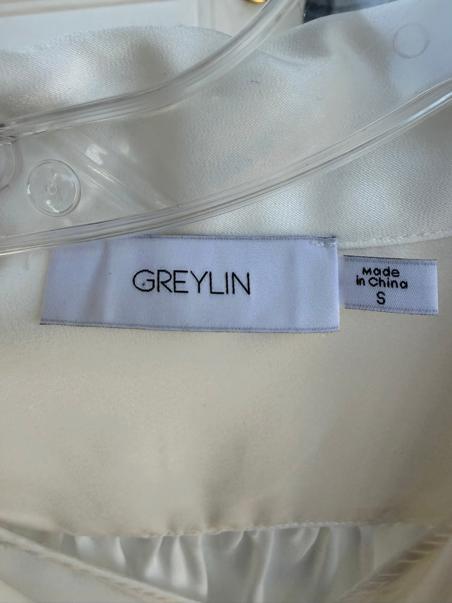 Greylin White Satin Bow Blouse Size Smal