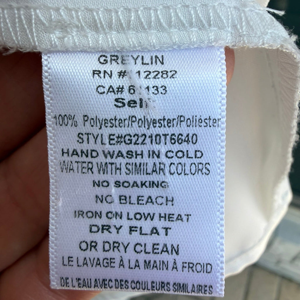 Greylin White Satin Bow Blouse Size Smal