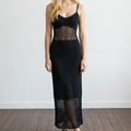 Miou Muse Black Knit Midi Dress Size Medium