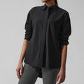 Athleta Urbanite Lightweight Long Sleeve Button Down Shirt- Black Size XL