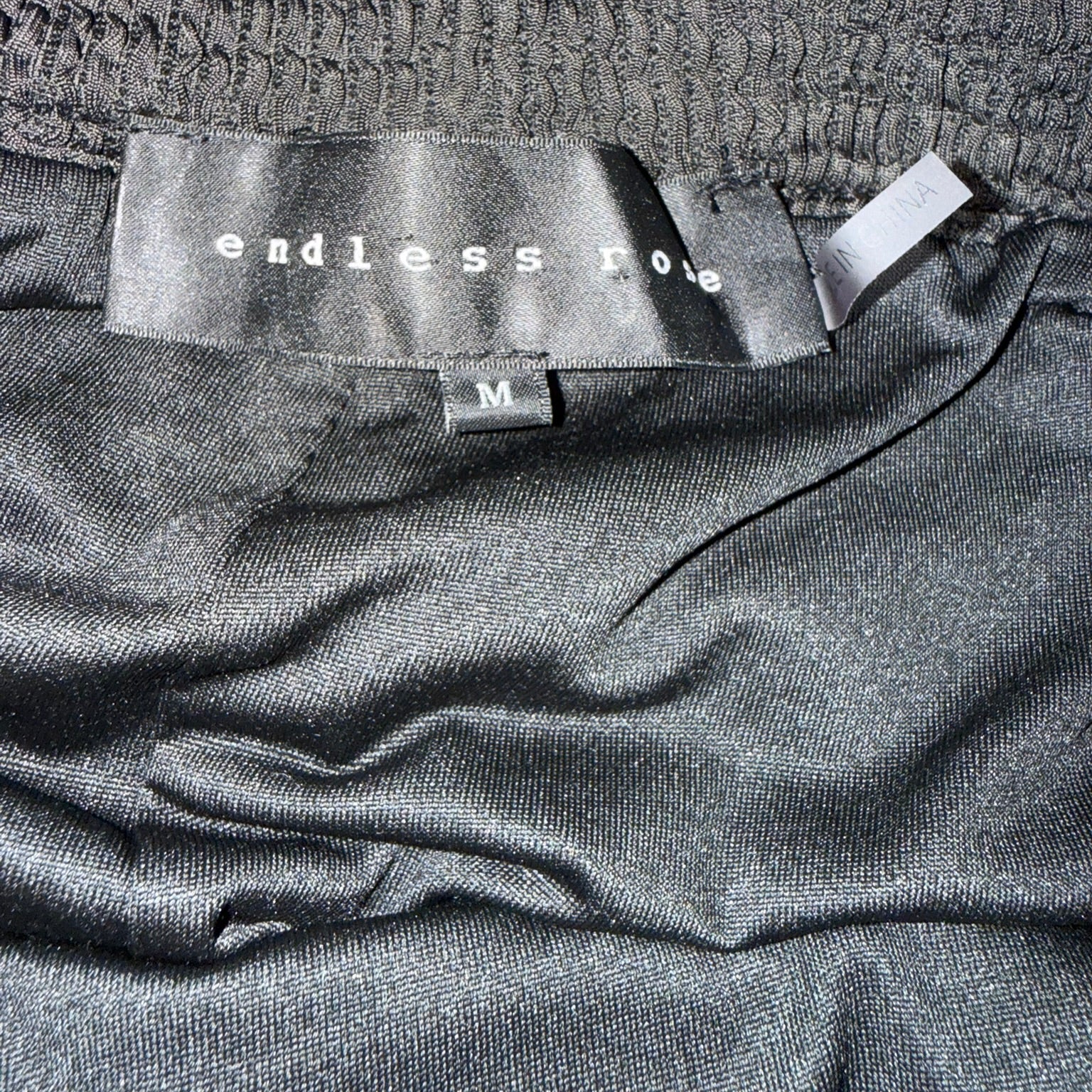 Endless Rose Black Crinkle Midi Dress Size Medium