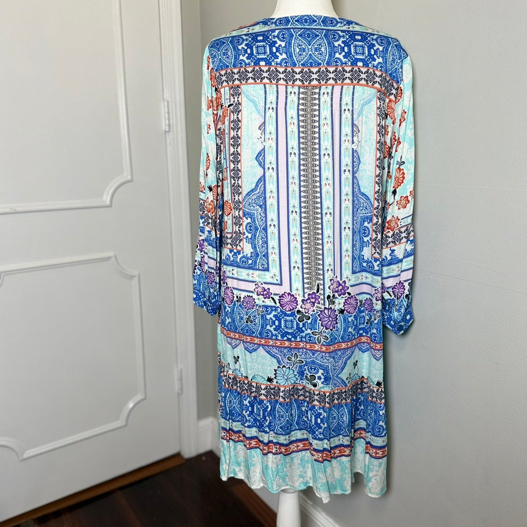 Hale Bob Printed V-Neck Tunic Dress Size Large