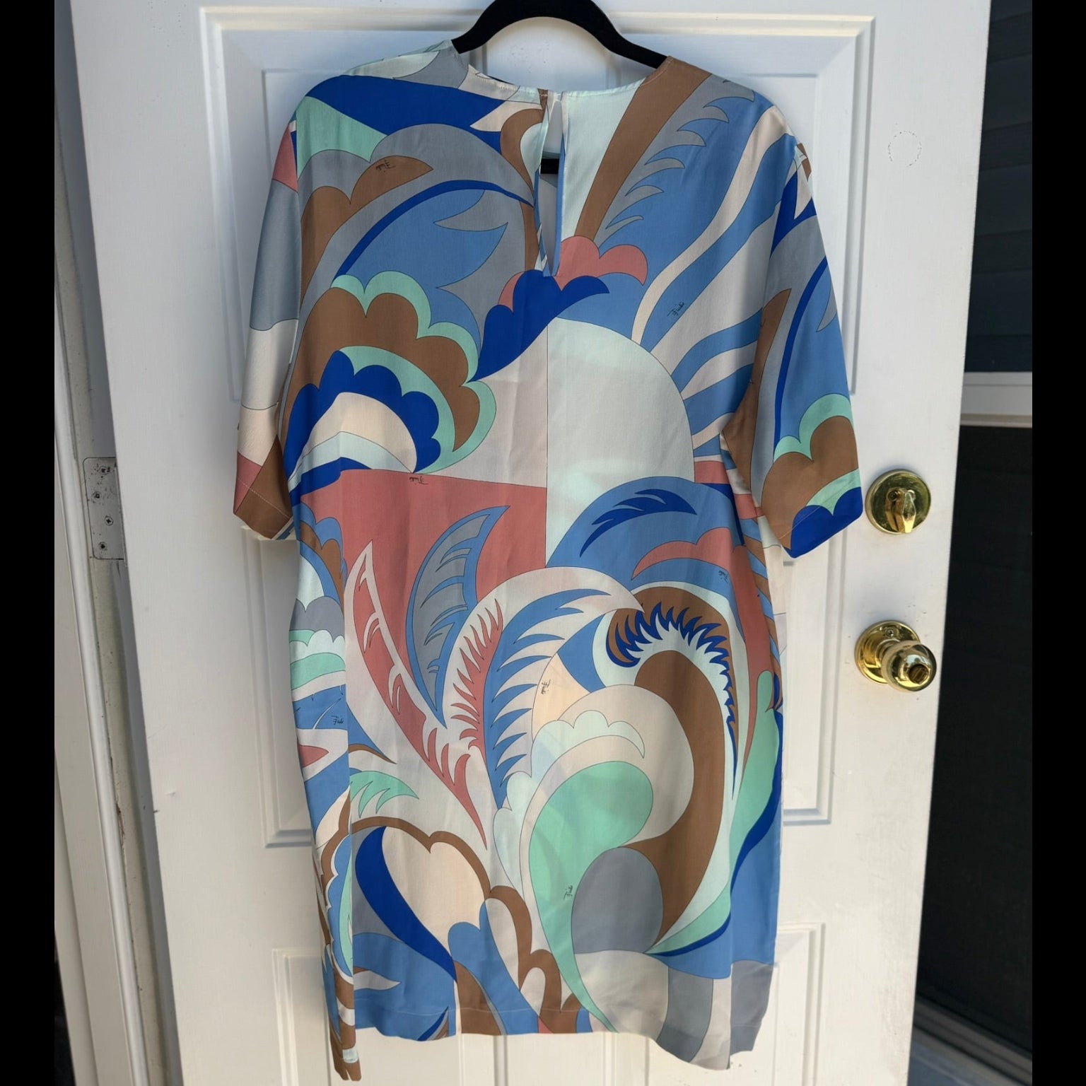 Emilio Pucci Geometric Print Silk Shift Dress Size 48 (8)