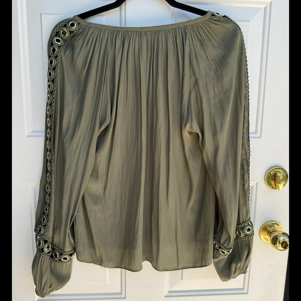 Ramy Brook Olive Grommet Detail Blouse Size Medium