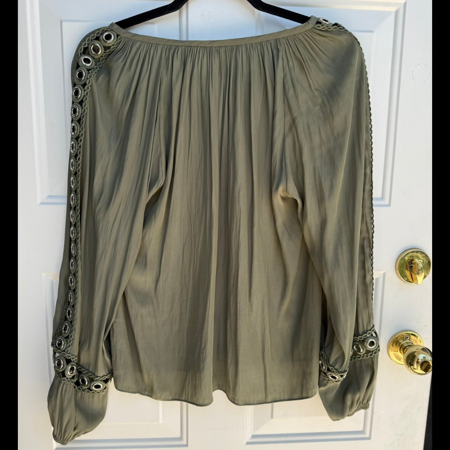 Ramy Brook Olive Grommet Detail Blouse Size Medium